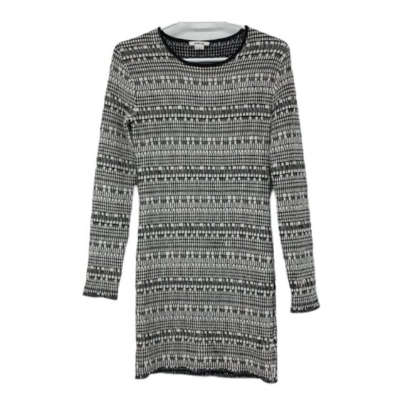Helmut Lang Black + White knit mixed print linen  blend bodycon mini dress SP - Picture 15 of 16